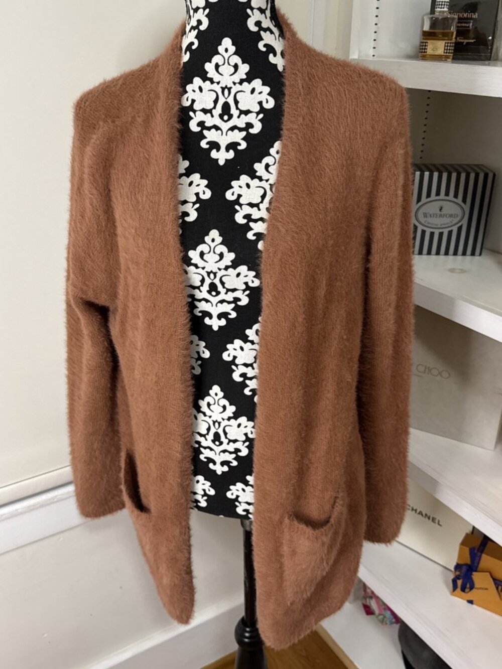 DO + BE Anthropologie Fluffy Open Sweater Women's Large Long Sleeve NEW Pockets